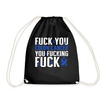 Darmkrebs Awareness Shirt, Fuck You Funny Blue - Turnbeutel - Schwarz - Vorne