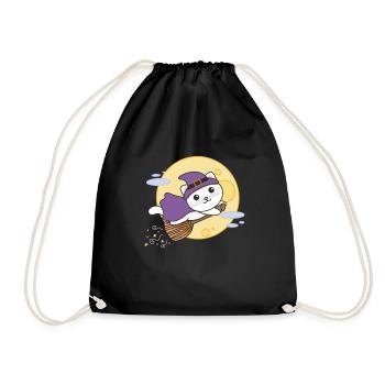 Cat Halloween Witch Kids Witch Costume - Drawstring Bag - black - Front