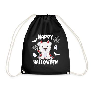 Ours polaire Joyeux Halloween Mignon Diable Enfants Costume - Sac de sport léger - noir - Devant