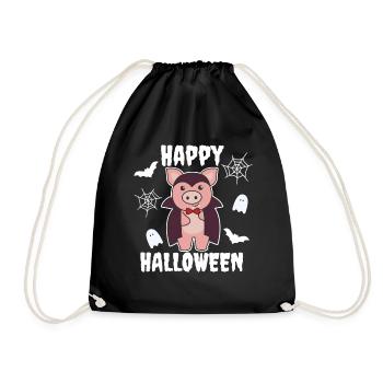 Cochon Joyeux Halloween Mignon Diable Vampire Costume - Sac de sport léger - noir - Devant