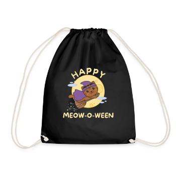 Katze Happy Halloween Happy Meow-o-ween - Turnbeutel - Schwarz - Vorne