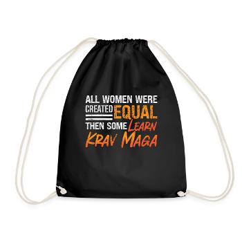Krav Maga All Women Were Created Military Fighter - Drawstring Bag - black - Front