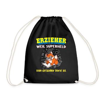 Erzieher Weil Superheld Kein Offizieller Beruf Ist - Turnbeutel - Schwarz - Vorne