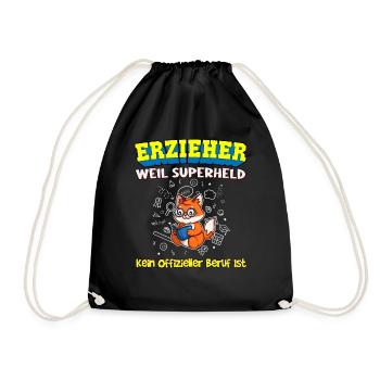 Erzieher Weil Superheld Kein Offizieller Beruf Ist - Turnbeutel - Schwarz - Vorne