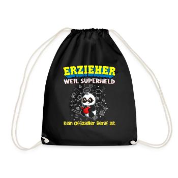 Erzieher Weil Superheld Kein Offizieller Beruf Ist - Turnbeutel - Schwarz - Vorne