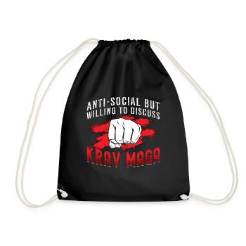 Krav Maga Anti-Social But Martial Arts MMA Fighter - Drawstring Bag - black - Front
