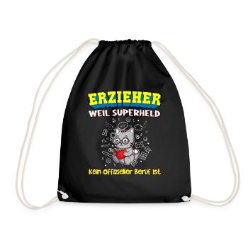 Erzieher Weil Superheld Kein Offizieller Beruf Ist - Turnbeutel - Schwarz - Vorne