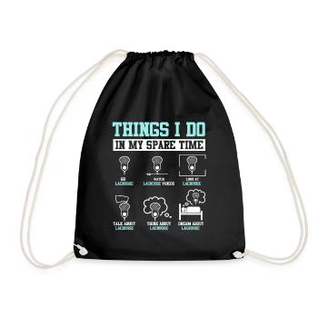 LAX Sports Game Funny Lacrosse Forward - Drawstring Bag - black - Front