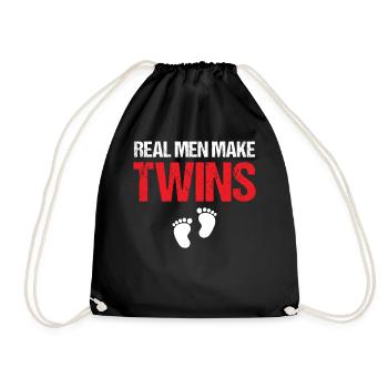 First Time Dad - Real Men Make Twins - Drawstring Bag - black - Front