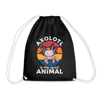 Axolotl Is My Spirit Animal - Retro Axolotl - Drawstring Bag - black - Front