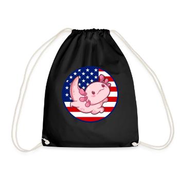 Axolotl American Flag Kawaii Axolotl US Flag Axolo - Turnbeutel - Schwarz - Vorne