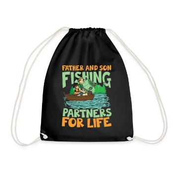 Father And Son Fishing Partners For Life - Turnbeutel - Schwarz - Vorne