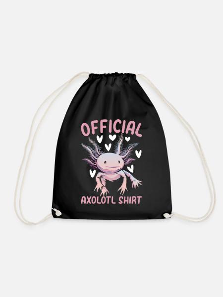 Axolotl Official Axolotl Shirt Axolotl Kawaii Axol - Drawstring Bag - black