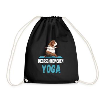 Yoga Meerscheinchen Yogaübung Stretching Dehnen - Turnbeutel - Schwarz - Vorne