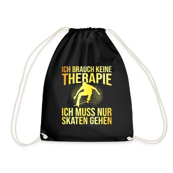 Skaten Therapie Spruch - Turnbeutel - Schwarz - Vorne