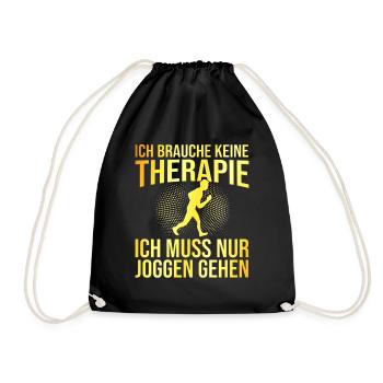 Joggen Therapie Spruch - Turnbeutel - Schwarz - Vorne