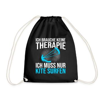Kite surfen Therapie Spruch - Turnbeutel - Schwarz - Vorne
