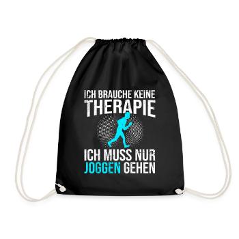 Joggen Therapie Spruch - Turnbeutel - Schwarz - Vorne