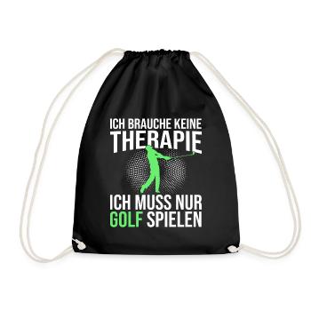 Golf Therapie Spruch - Turnbeutel - Schwarz - Vorne