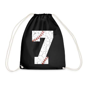 Kinder 7. Geburtstag Baseballspieler 7 Jahre alt - Turnbeutel - Schwarz - Vorne