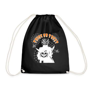 Halloween Pumpkin Ghost TRICK OR TREAT - Drawstring Bag - black - Front