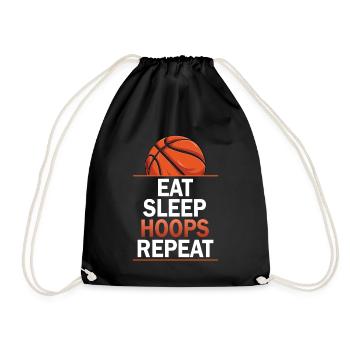 Eat Sleep Hoops Repeat Basketball - Turnbeutel - Schwarz - Vorne