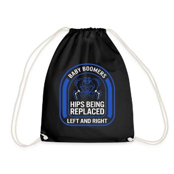 Hip Surgery Shirt, Baby Boomer Tee, Bionic Broken - Drawstring Bag - black - Front