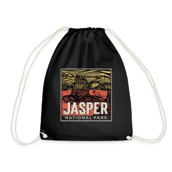 Canada National Park Jasper Souvenir Deer Camping N - Drawstring Bag - black - Front