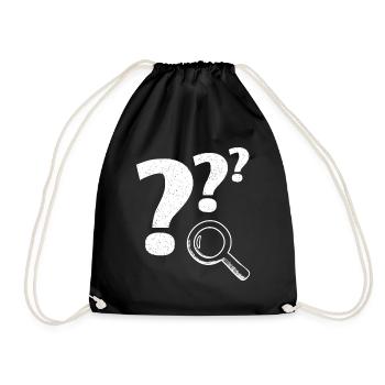Question mark magnifying glass - Drawstring Bag - black - Front