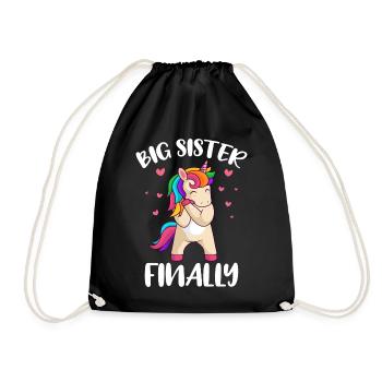 Enfin Big Sister Cute Unicorn Baby shower - Sac de sport léger - noir - Devant