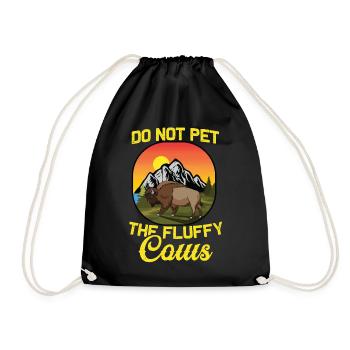 Bison Fluffy Cows Cattle Breeder Farmer Breeder - Drawstring Bag - black - Front