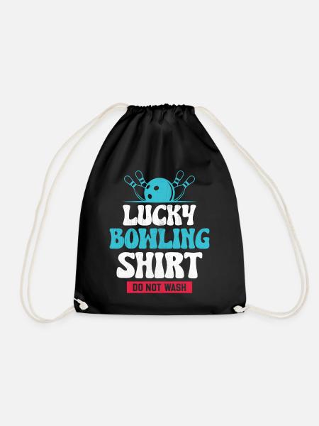 Bowling Smashing Pins - Do Not Wash Lucky Bowling - Drawstring Bag - black
