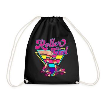 Roller Girl Retro 70s 80s Skater Patins à roulettes - Sac de sport léger - noir - Devant