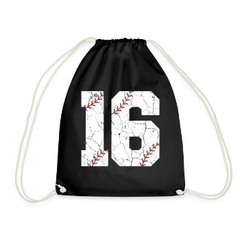 Kids 16th Birthday Baseball Player 16 Years Old - Drawstring Bag - black - Front