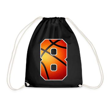 Kinder Basketballspieler zum 8. Geburtstag 8 Jahre alt - Turnbeutel - Schwarz - Vorne