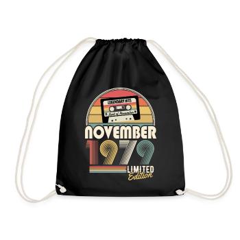 November 1979 Jahrgang Geburtstag Geschenk - Turnbeutel - Schwarz - Vorne