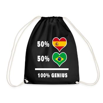 Brazil and Spain genius / gift - Drawstring Bag - black - Front