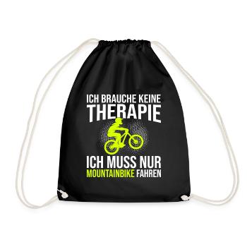 Mountainbike Therapie Spruch - Turnbeutel - Schwarz - Vorne