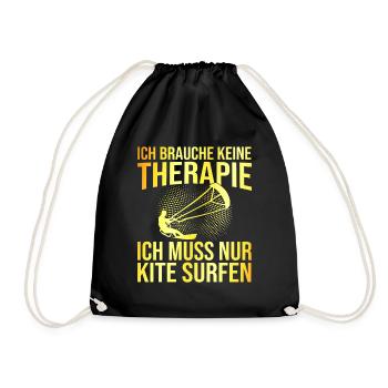 Kite surfen Therapie Spruch - Turnbeutel - Schwarz - Vorne