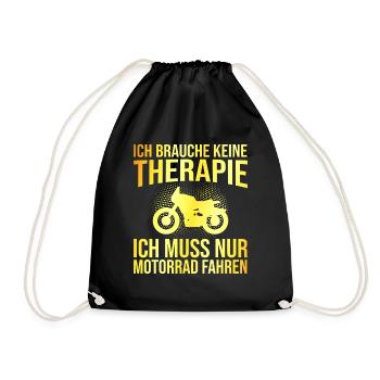 Motorrad Therapie Spruch - Turnbeutel - Schwarz - Vorne