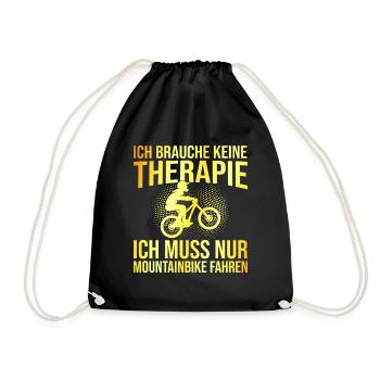 Mountainbike Therapie Spruch - Turnbeutel - Schwarz - Vorne