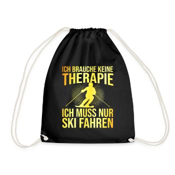 Ski Therapie Spruch - Turnbeutel - Schwarz - Vorne
