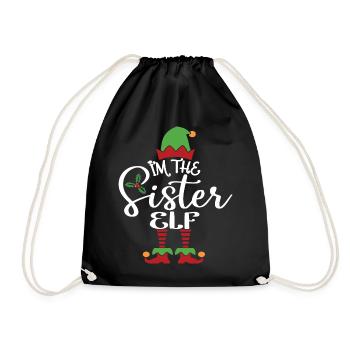 Schwester Elf Niedliches lustiges passendes Weihnachtskostüm - Turnbeutel - Schwarz - Vorne