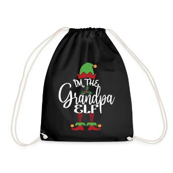 Opa Elf Niedliches lustiges passendes Weihnachtskostüm - Turnbeutel - Schwarz - Vorne