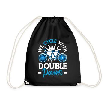 Two-seater cycling Double power - Drawstring Bag - black - Front