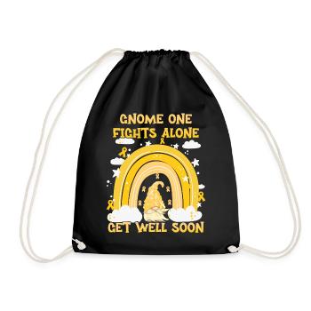 Gnome One Fights Alone Childhood Cancer - Drawstring Bag - black - Front