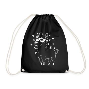 Llama Hearts Alpaca - Animal Llama Farmer Alpaca - Drawstring Bag - black - Front