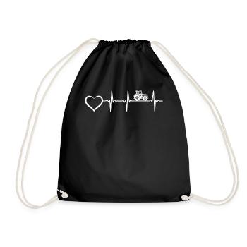 Tractor Heartbeat Farm Agriculture Farming Farmer - Drawstring Bag - black - Front