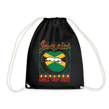 Jamaika Shirt, Jamaika Girls Trip 2022 Lippen Tee, - Turnbeutel - Schwarz - Vorne