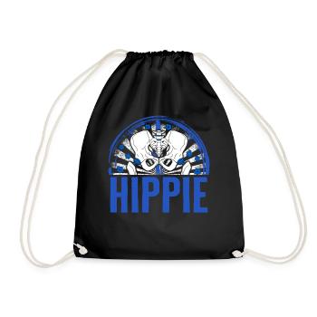Hüft-OP-Shirt, Hippie Blumen-Tee, Bionic - Turnbeutel - Schwarz - Vorne